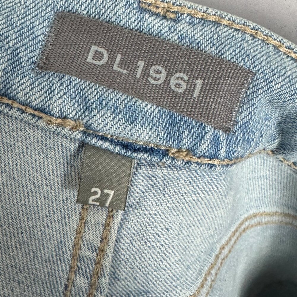 DL1961 Patti Straight High Rise Vintage Jeans Patchwork Power Blue Mixed Size 27 - Picture 2 of 16